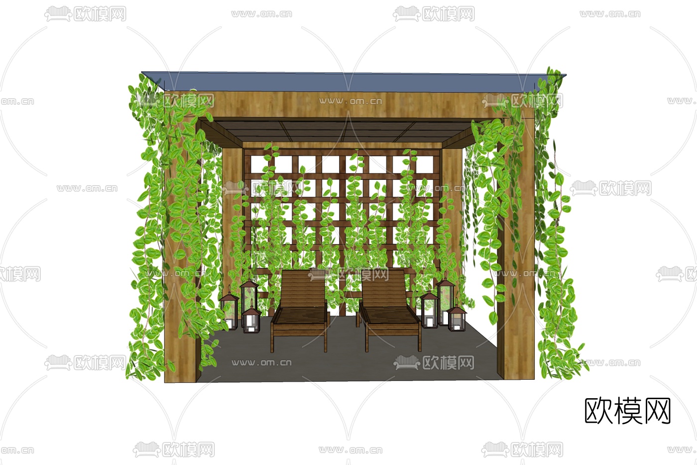 新中式凉亭免费su模型下载