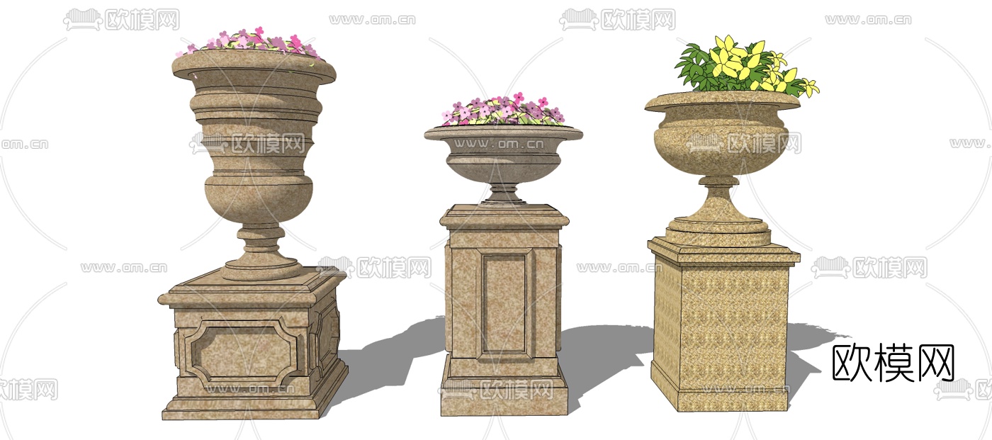 欧式花钵su模型下载