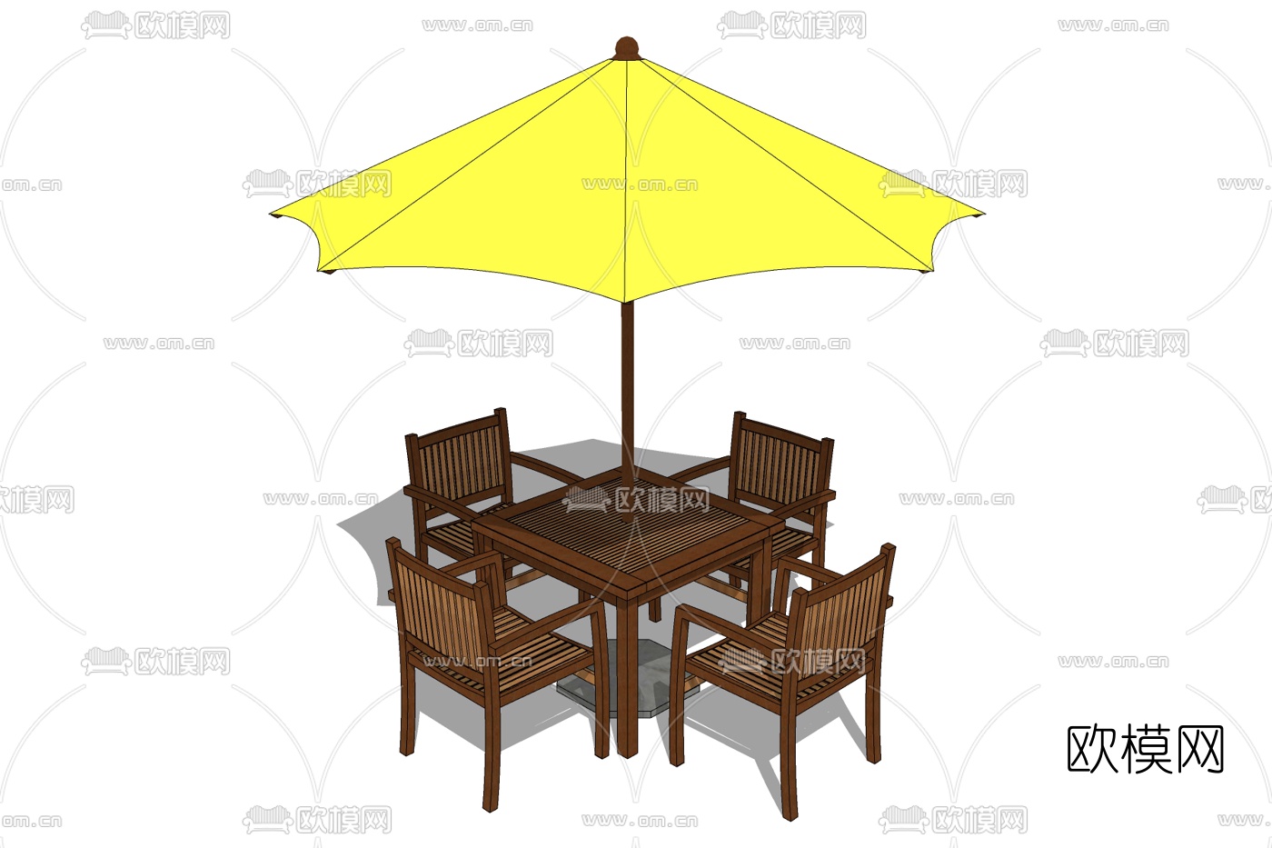 新中式户外休闲桌椅免费su模型下载