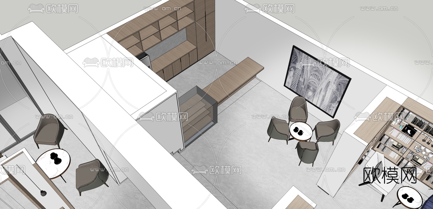 现代办公室休息区su模型下载（渲染图10）