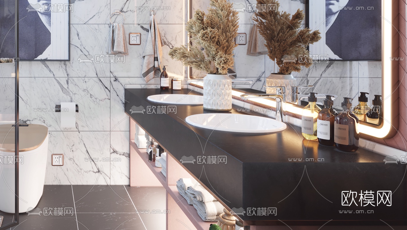现代卫生间浴室3d模型