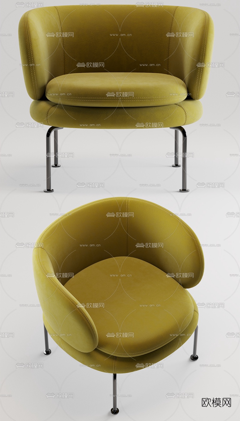 现代布艺休闲椅3d模型