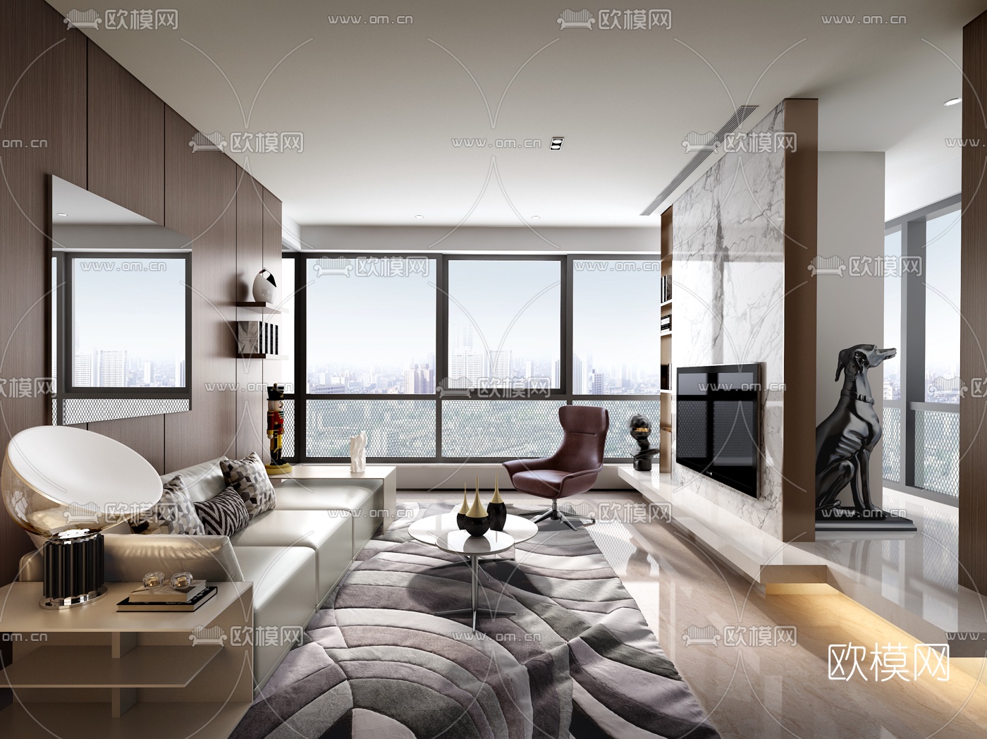 李玮珉设计 现代客厅3d模型下载