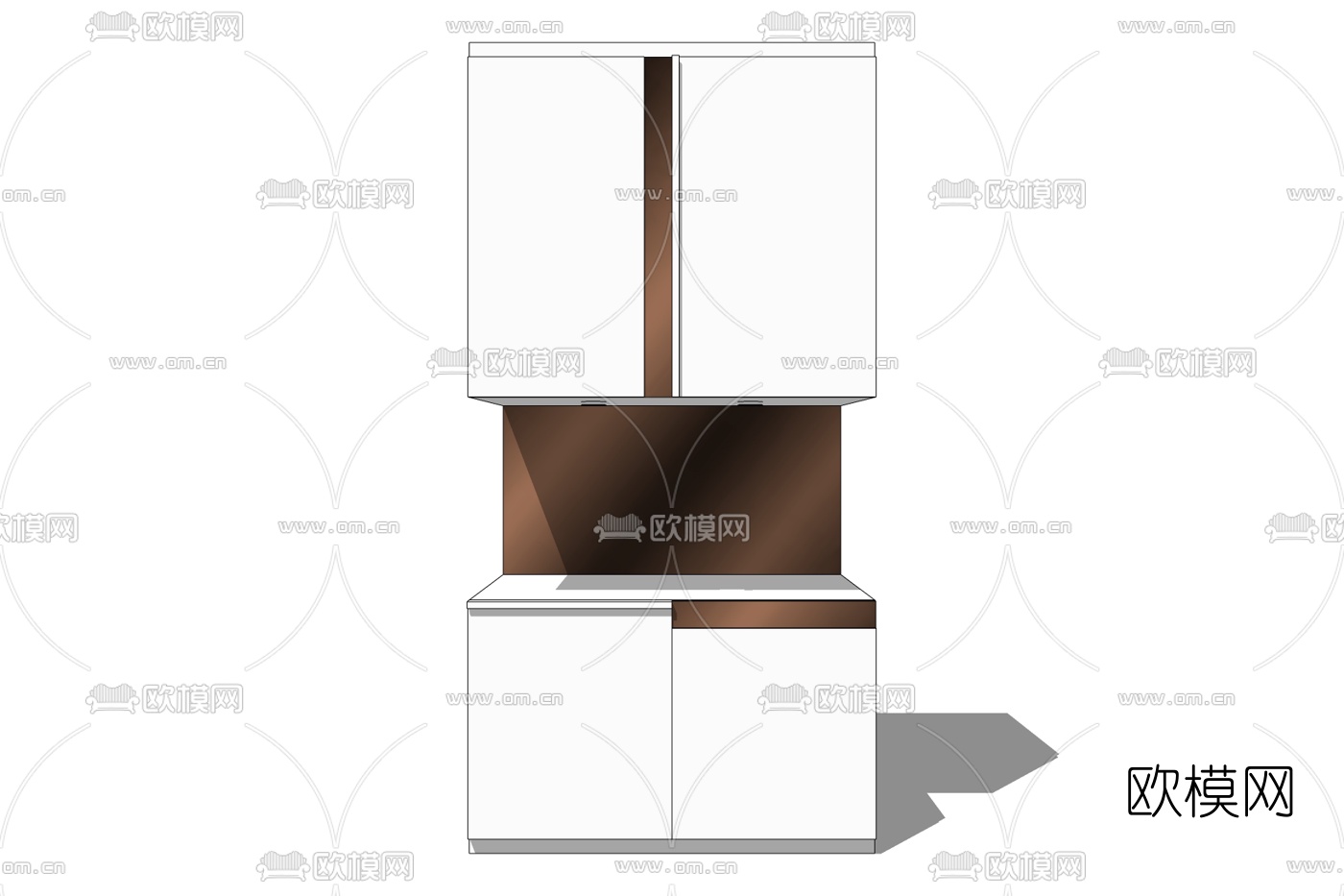 现代实木边柜免费su模型下载
