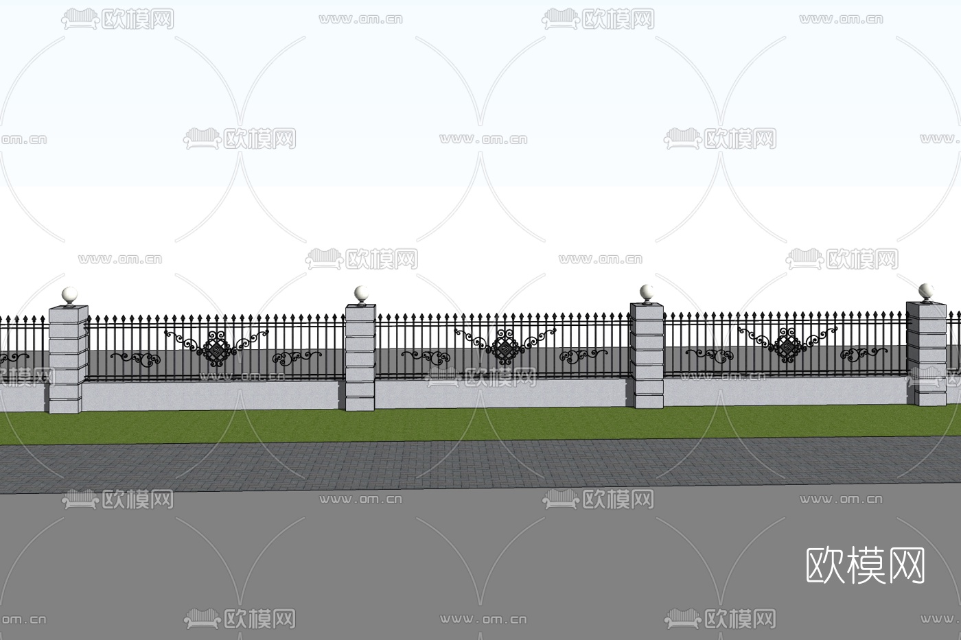 欧式围墙免费su模型下载