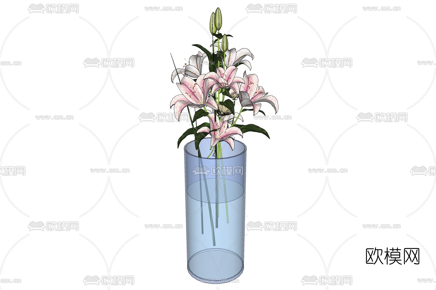 现代花卉花瓶免费su模型下载