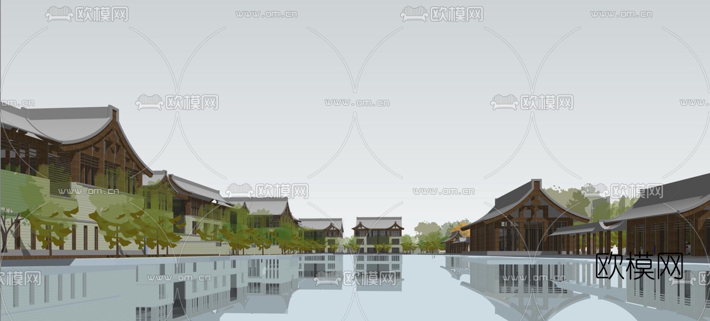 中式四合院别墅su模型