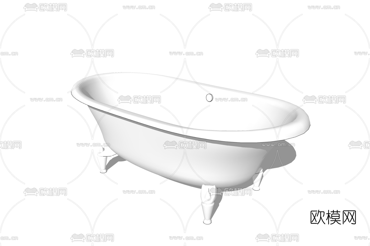 现代浴缸免费su模型下载
