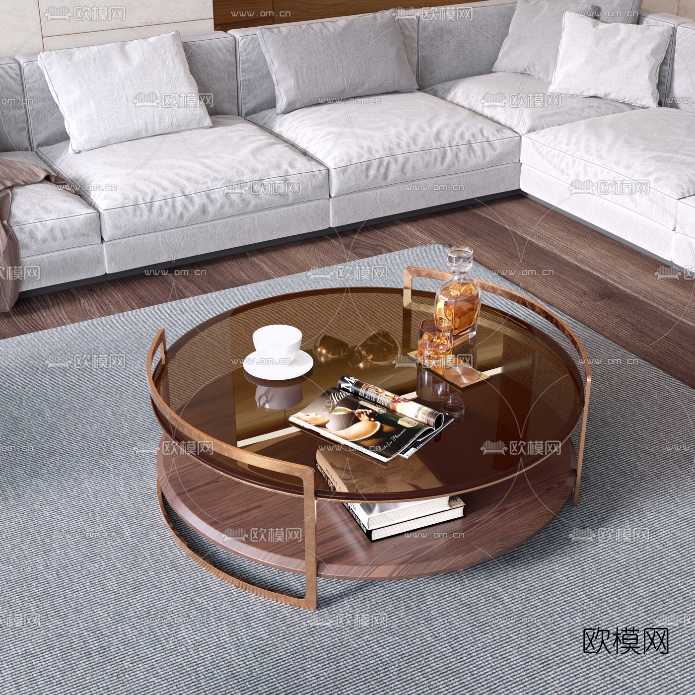 现代圆形茶几3d模型