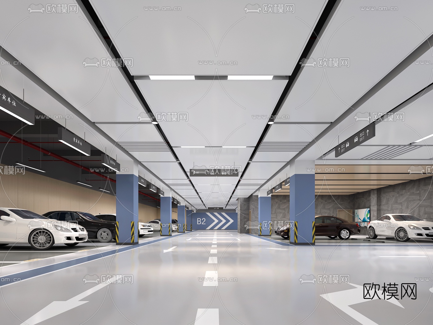 现代地下停车场3d模型