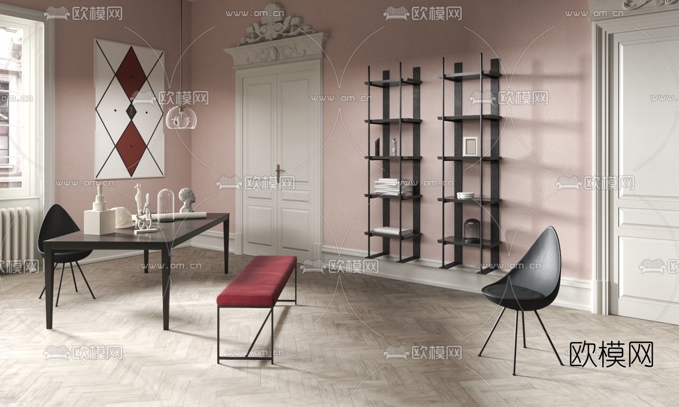 简美书房3d模型