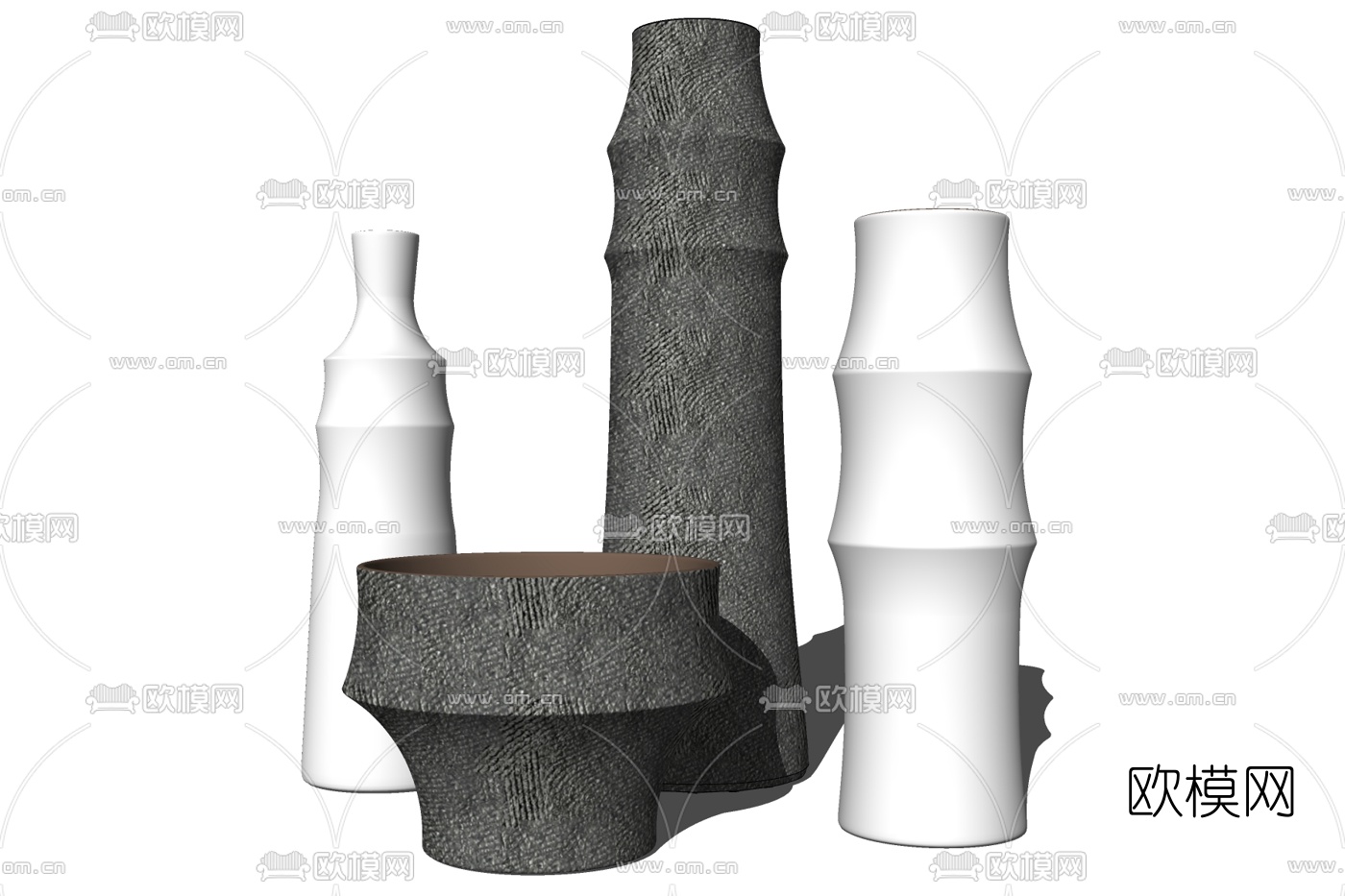现代陶瓷花瓶免费su模型下载
