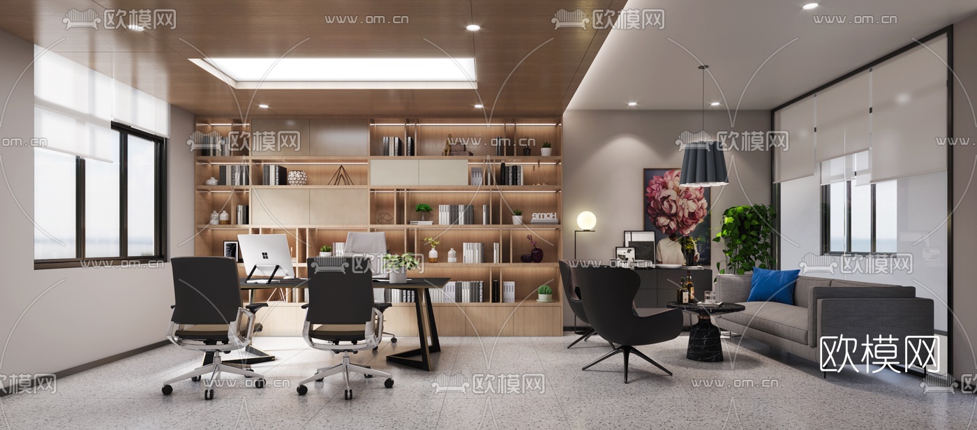 现代总经理办公室3d模型