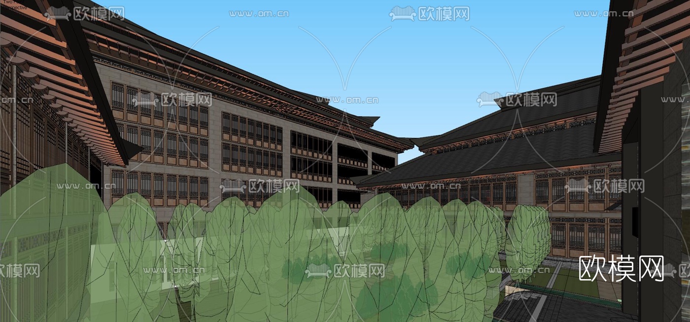 中式汉唐风商业街su模型下载（渲染图5）