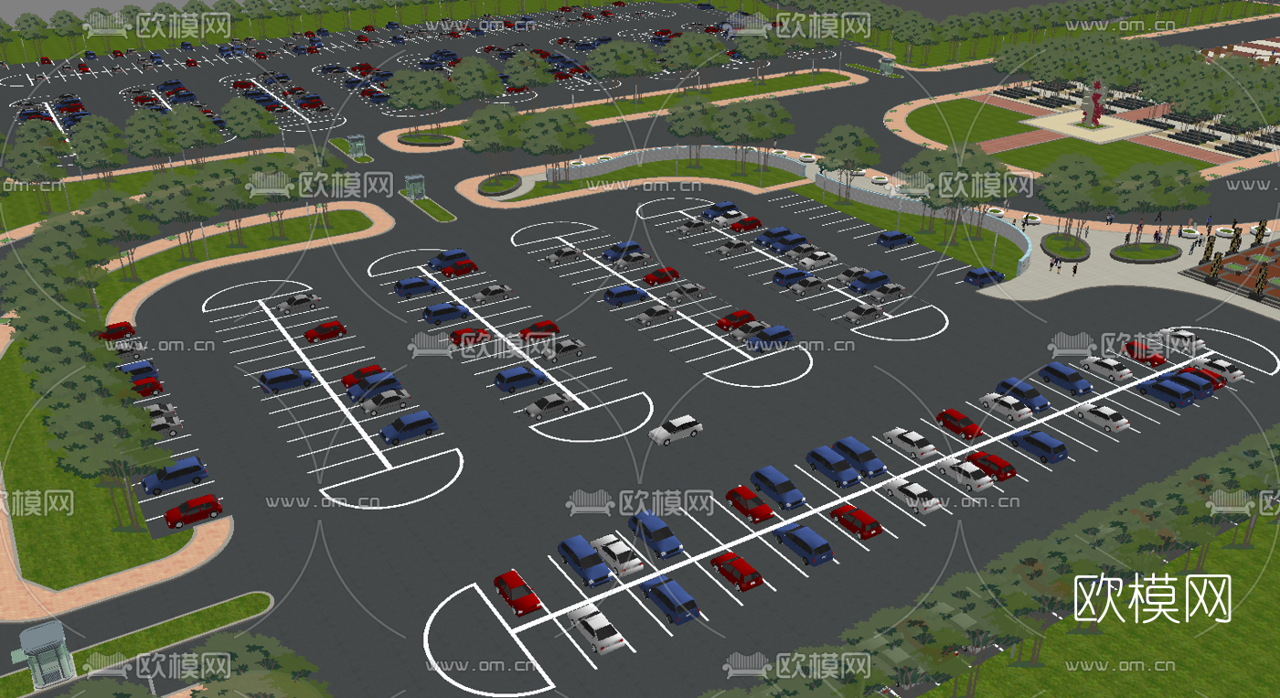 现代公交车站停车场su模型下载（渲染图5）