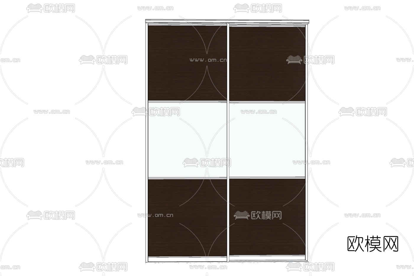 新中式推拉门免费su模型下载