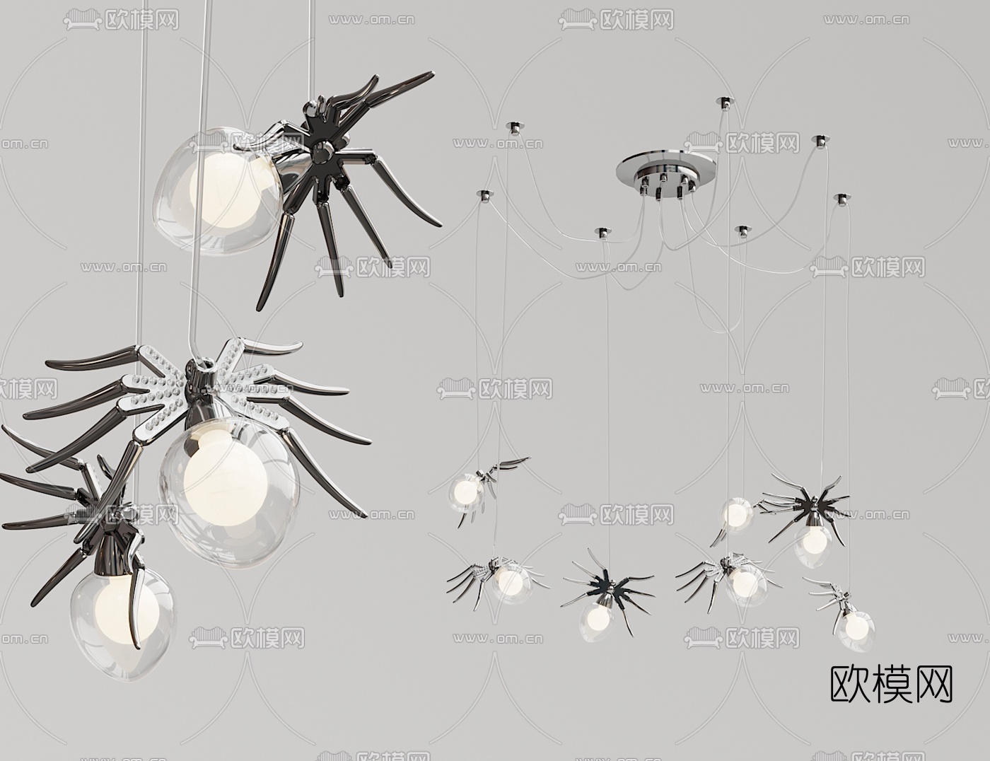 工业风蜘蛛吊灯3d模型下载