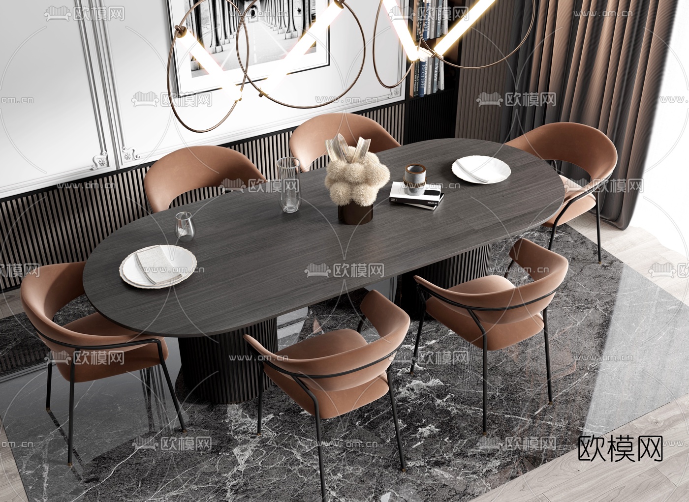 现代轻奢餐桌椅3d模型
