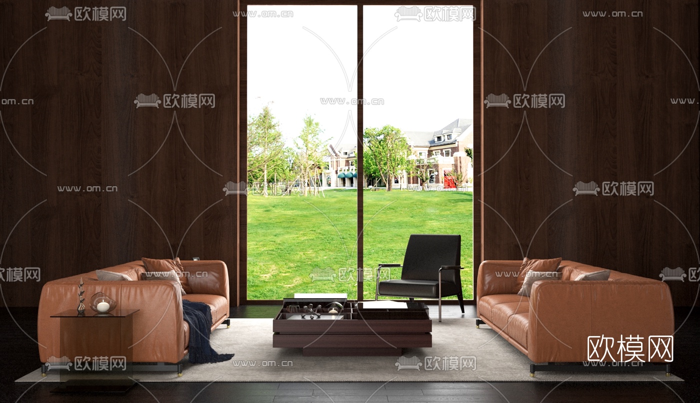 现代皮革沙发3d模型