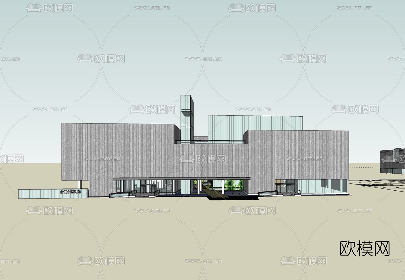 现代博物馆免费su模型下载