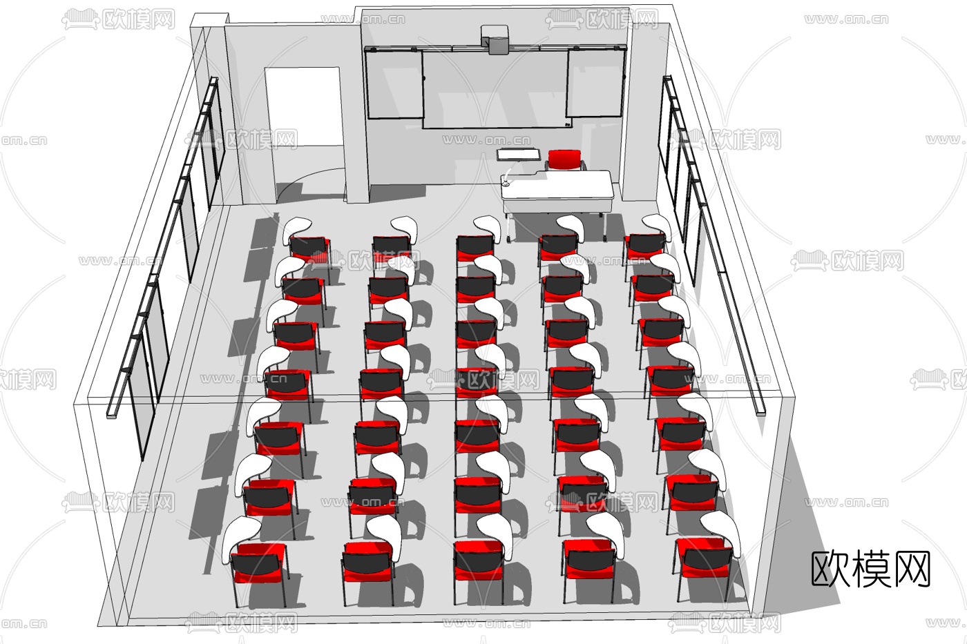 现代会议室免费su模型下载