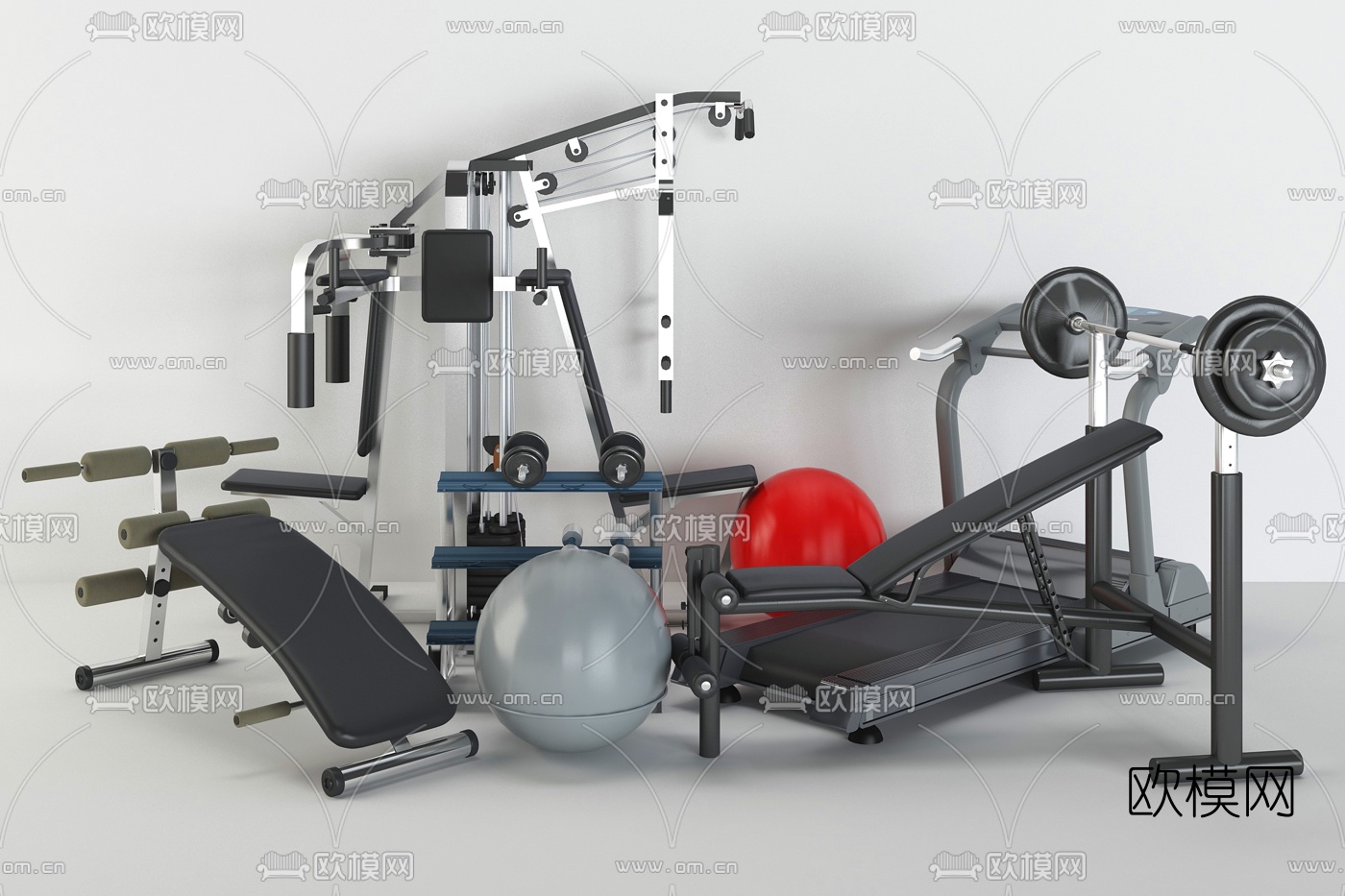 现代多功能健身器3d模型