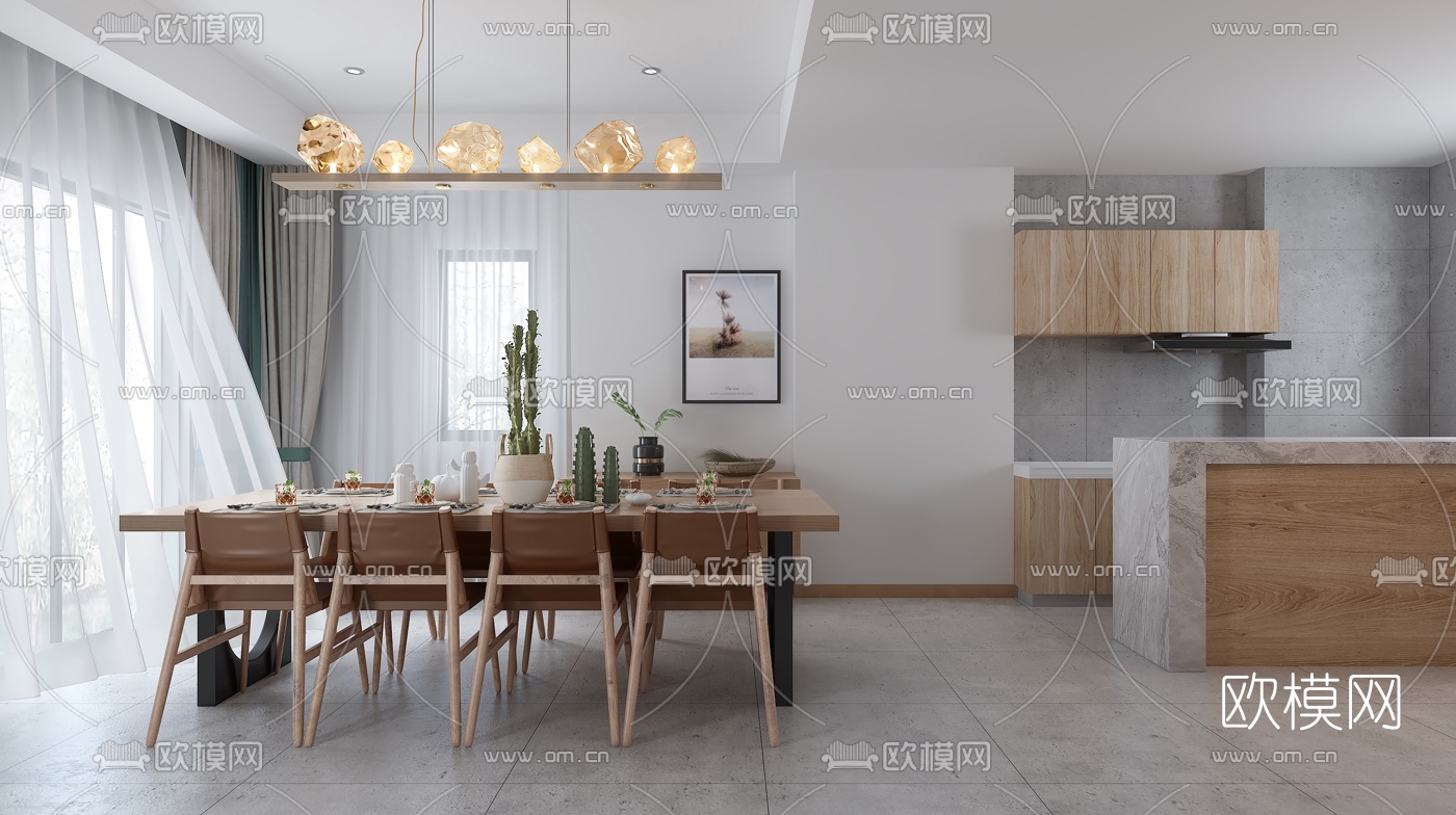 北欧餐厅3d模型下载（渲染图1）
