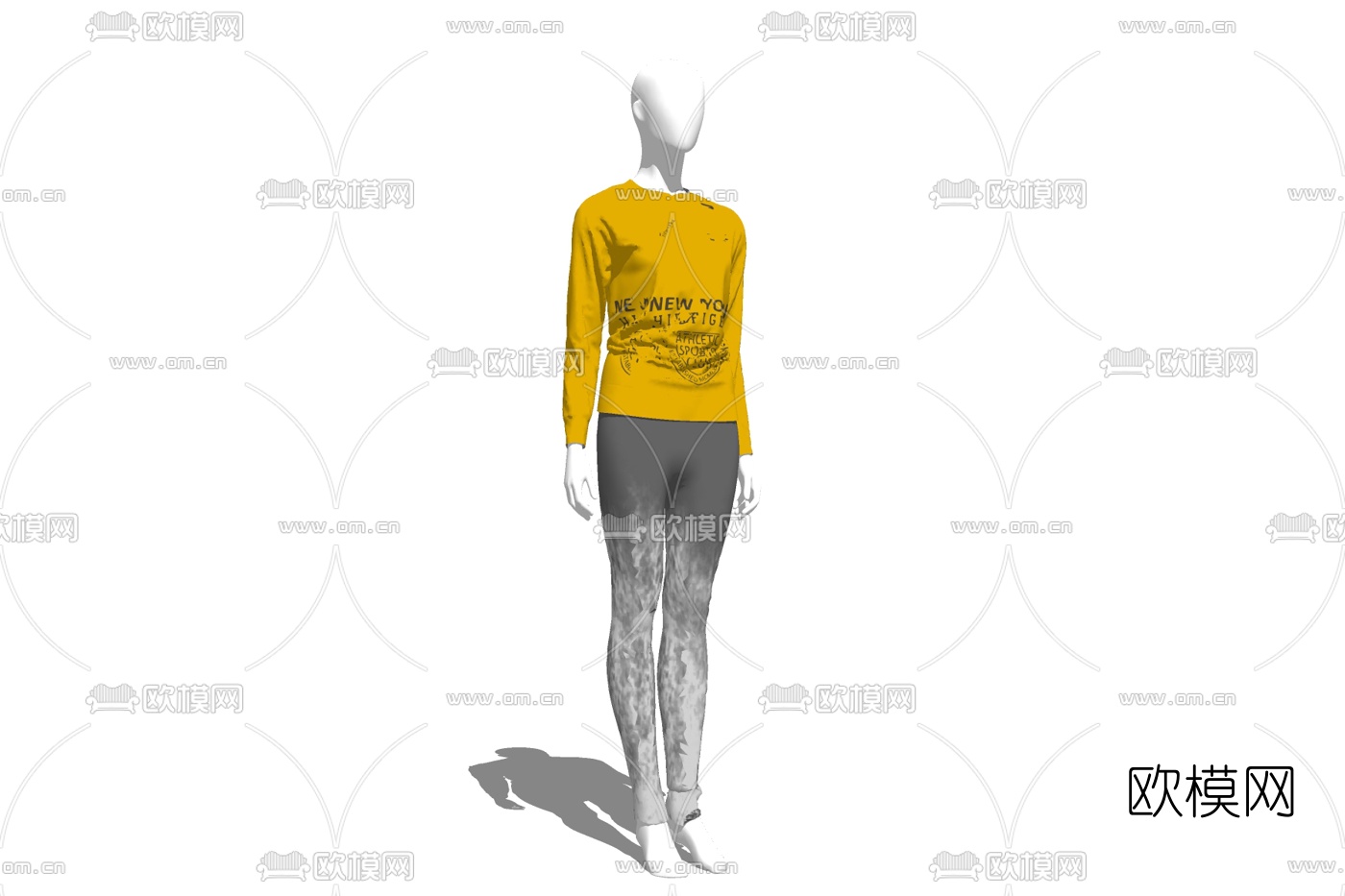 现代服装模特人物免费su模型下载