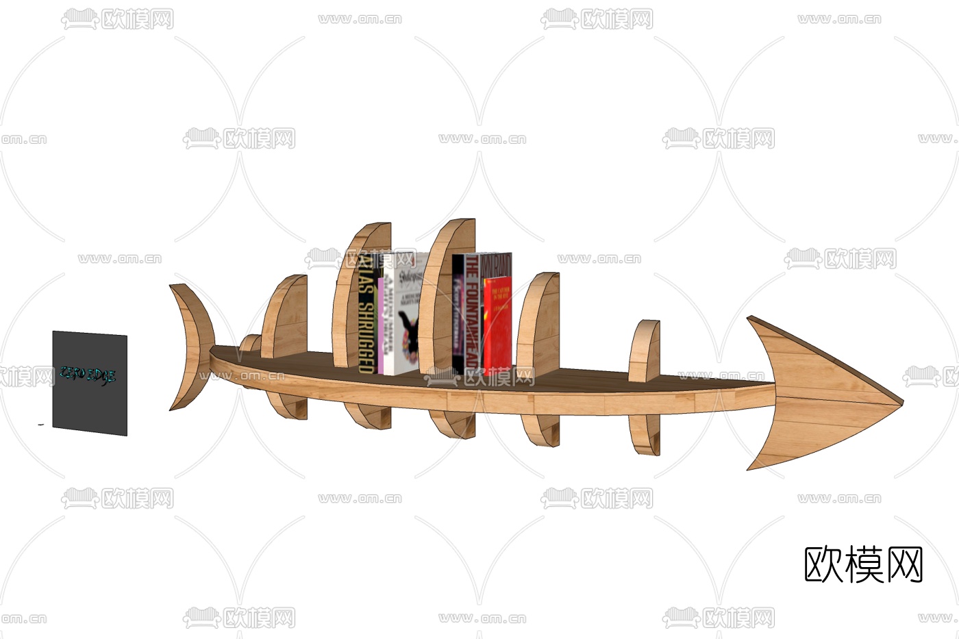 北欧实木书架免费su模型下载