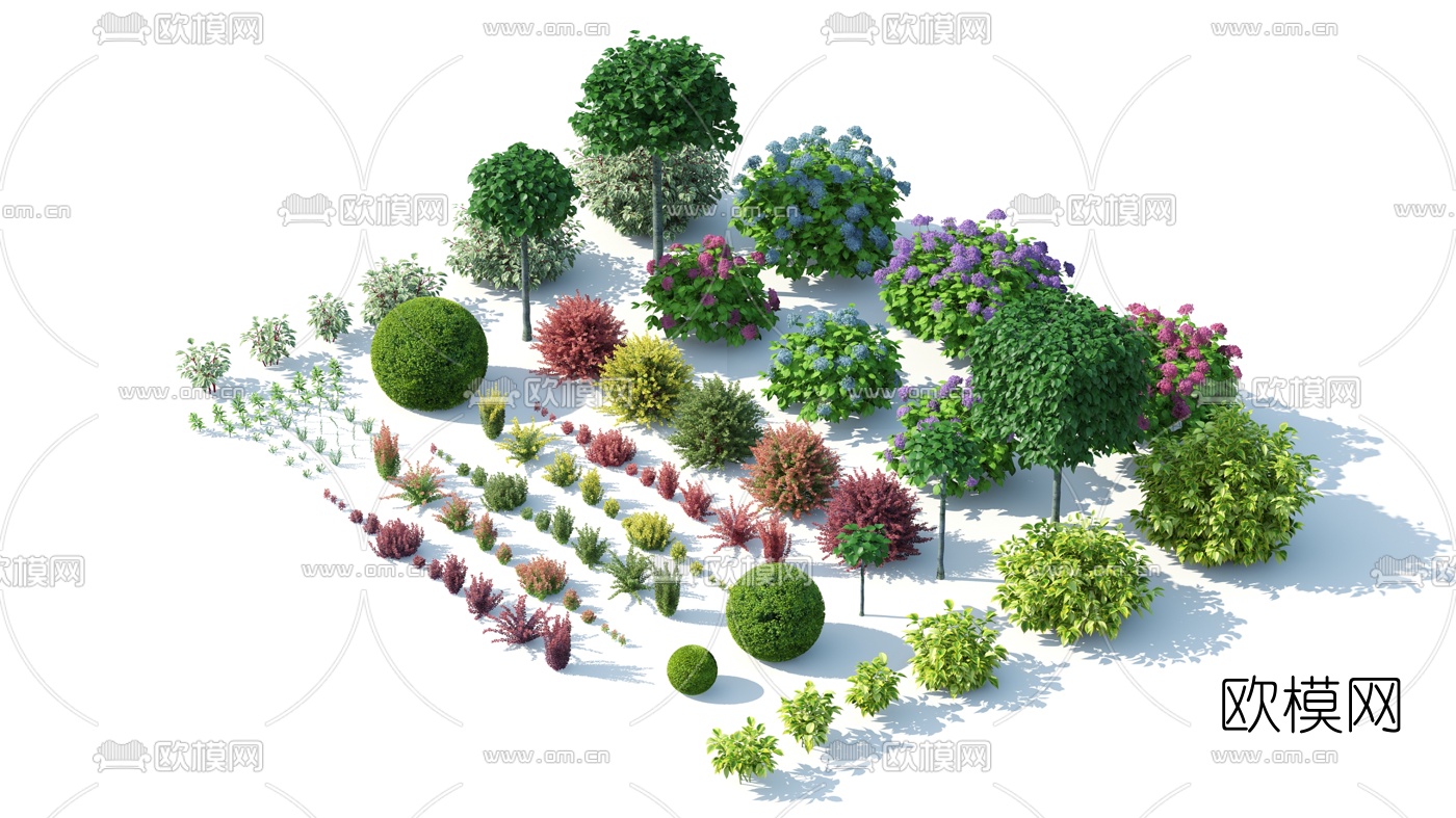 现代绿植灌木花草3d模型