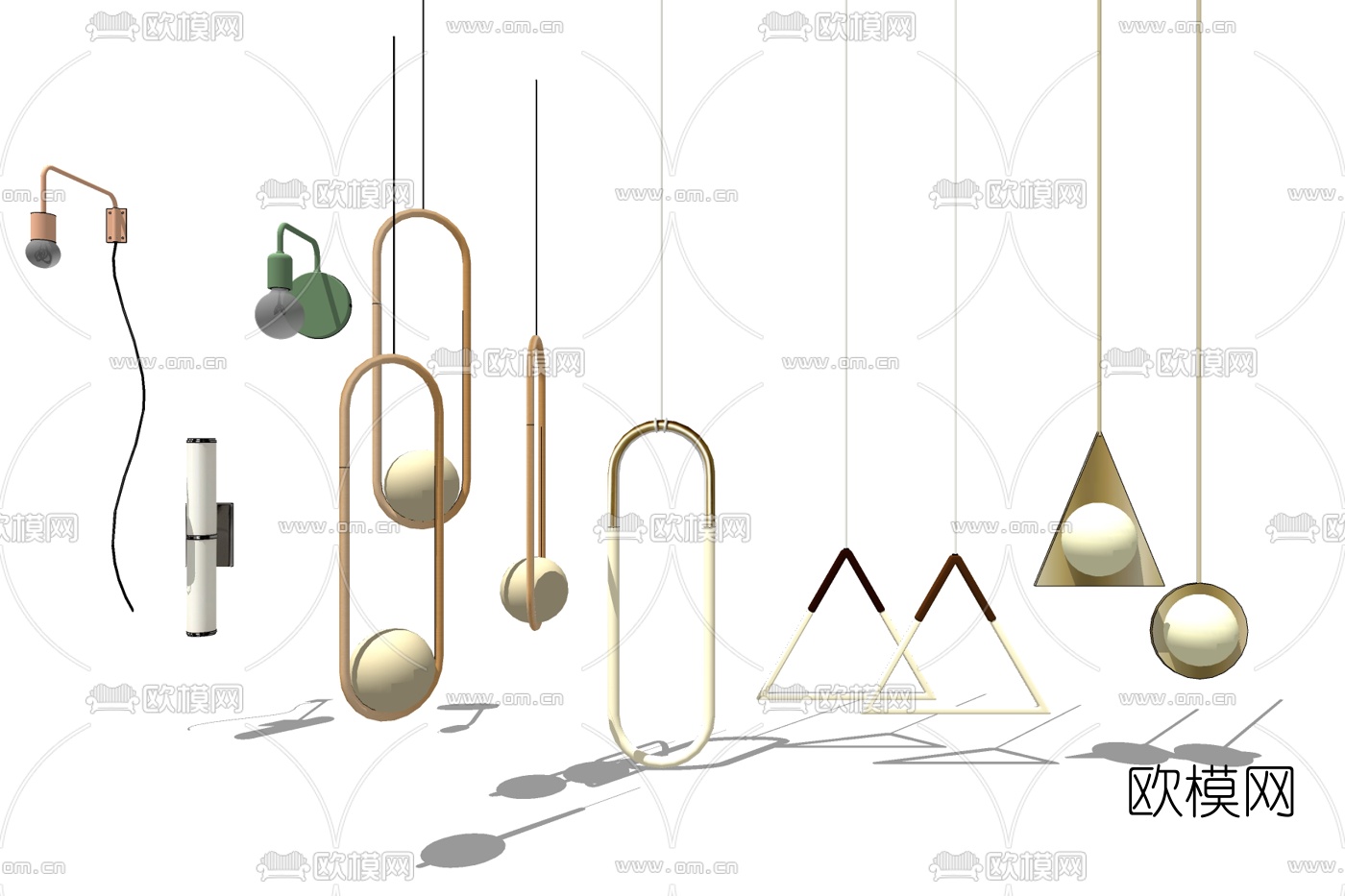 现代金属吊灯免费su模型下载