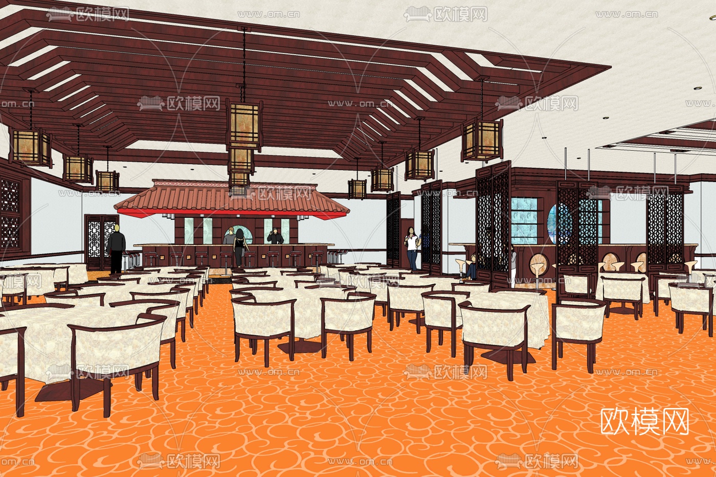 中式中餐厅su模型