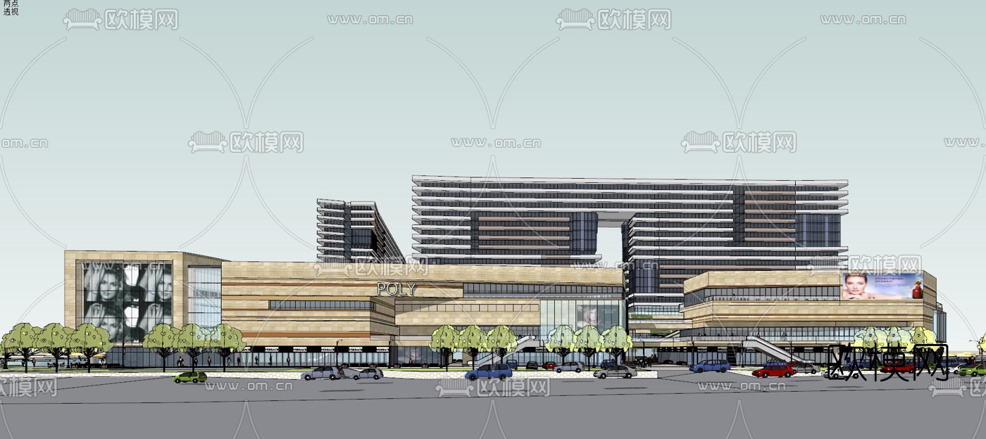 现代商业广场su模型下载（渲染图6）