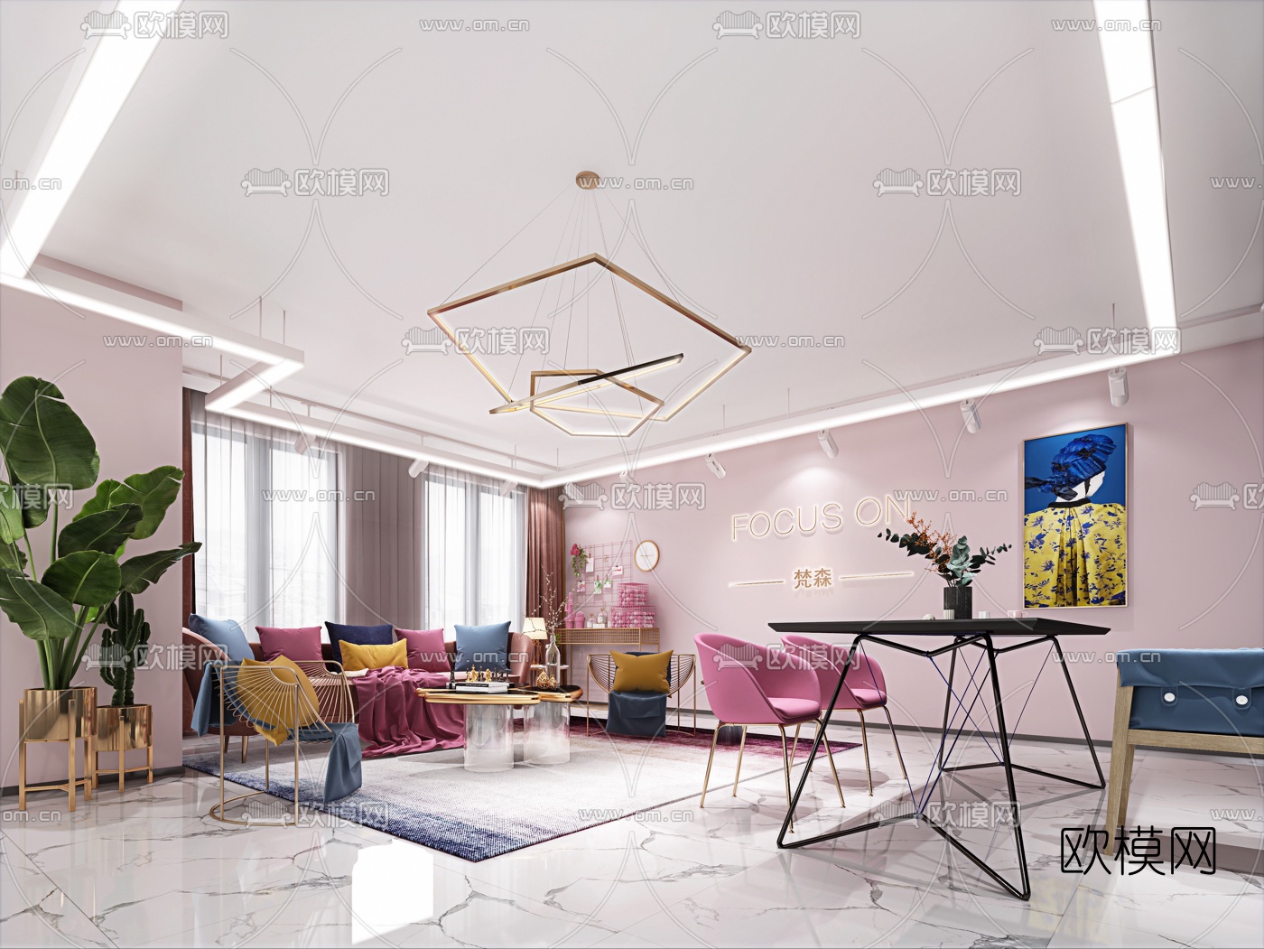 现代网红商业空间3d模型