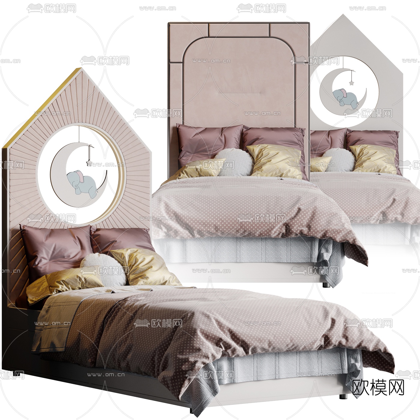 现代儿童床3d模型下载（渲染图1）