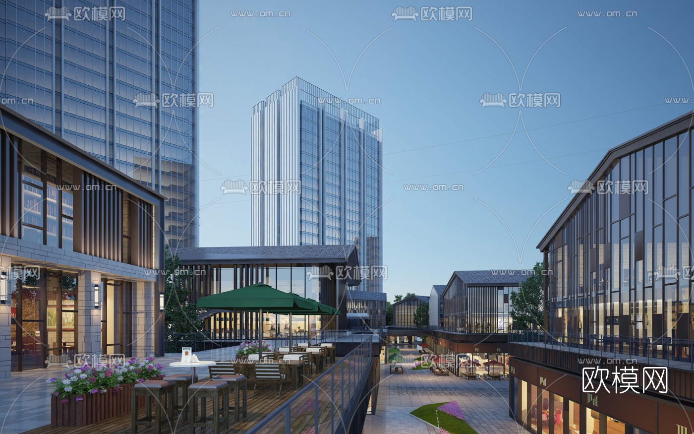 现代商业街3d模型