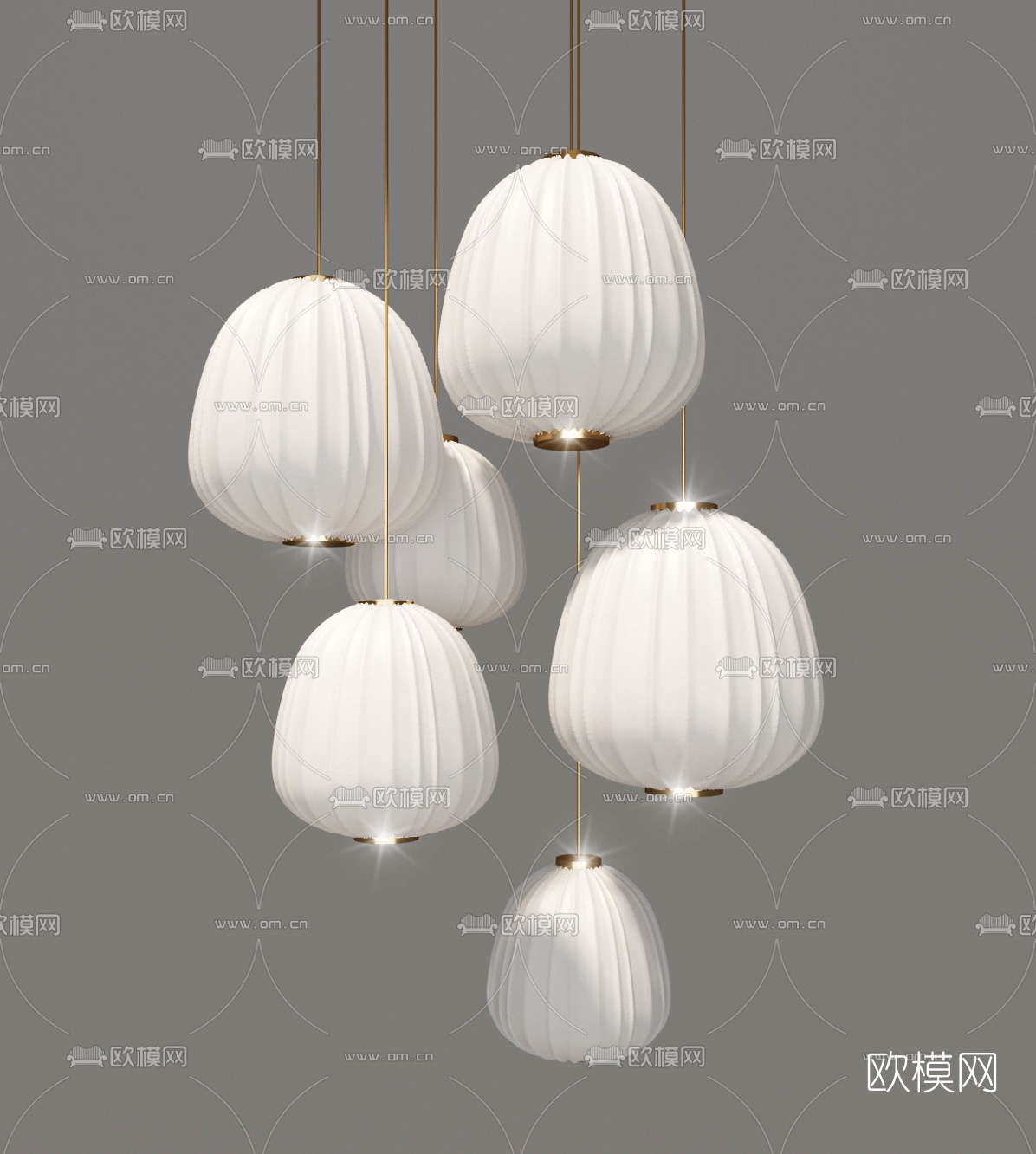 现代金属白色吊灯3d模型