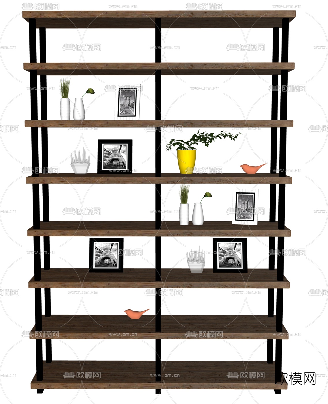 工业风实木装饰柜su模型下载