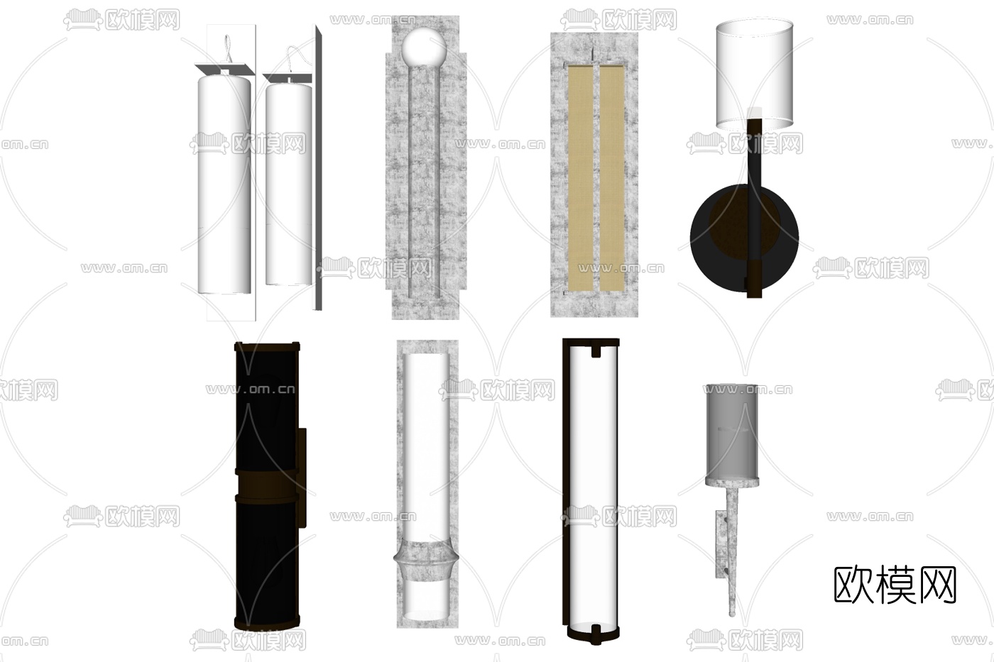 现代金属壁灯组合免费su模型下载