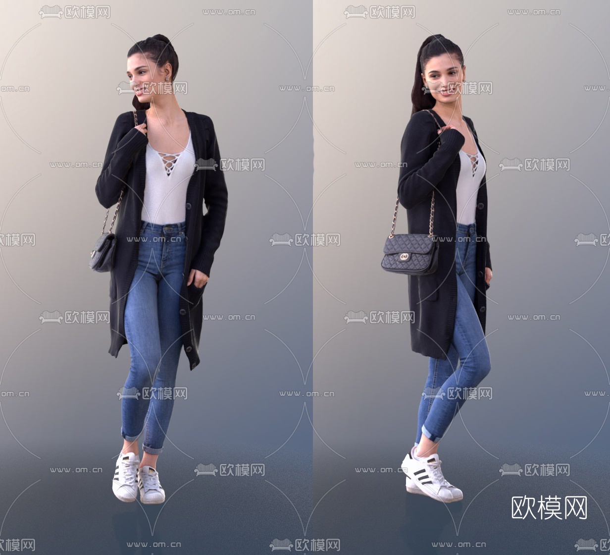 现代站姿女人3d模型下载