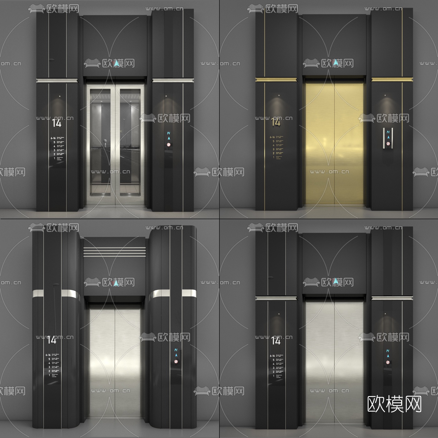 现代轻奢电梯轿厢3d模型下载（渲染图5）