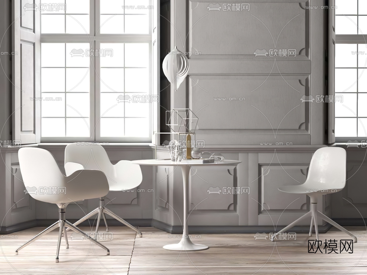 现代圆形休闲桌椅3d模型下载（渲染图1）