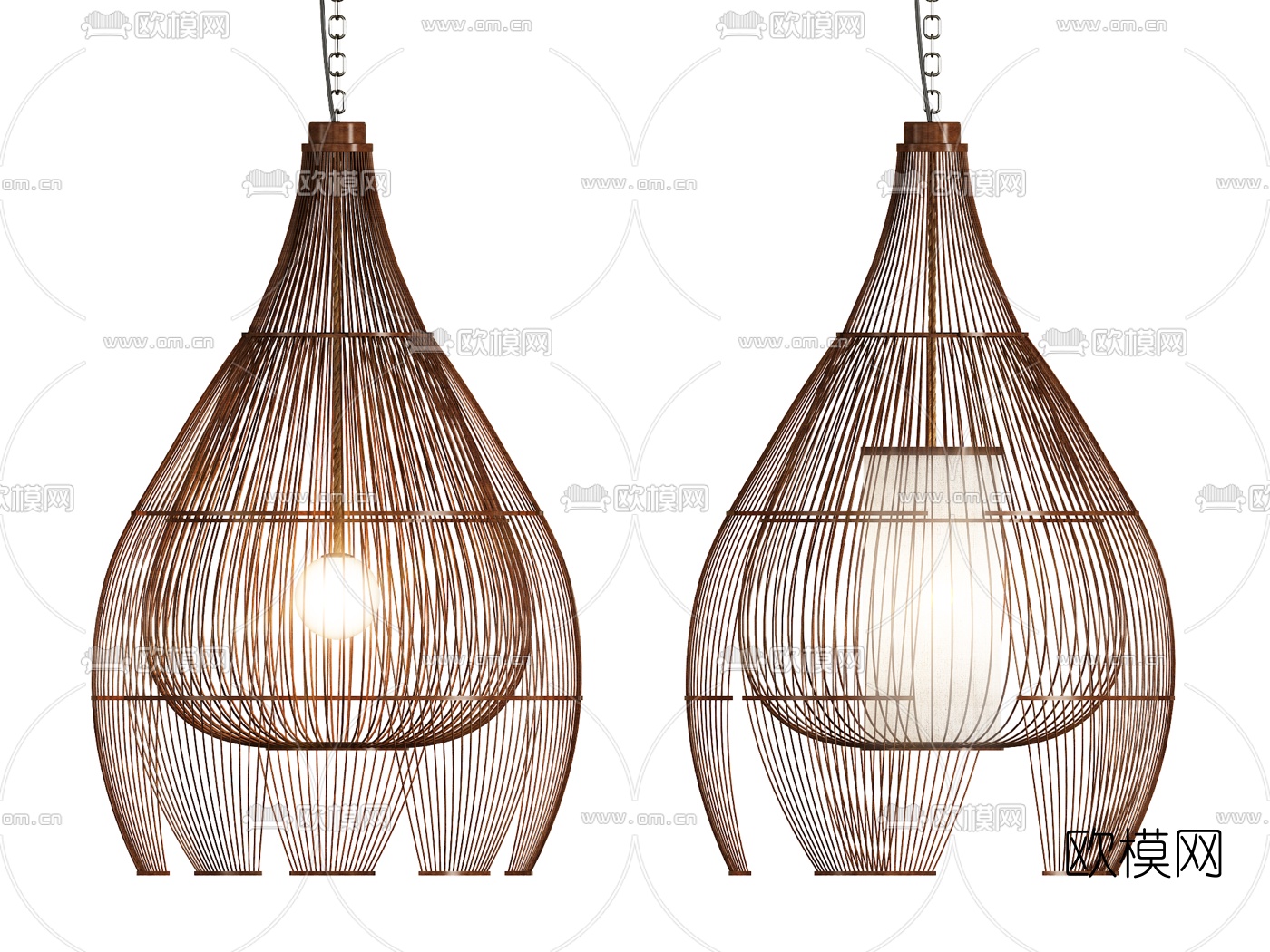 东南亚编织吊灯3d模型下载（渲染图1）