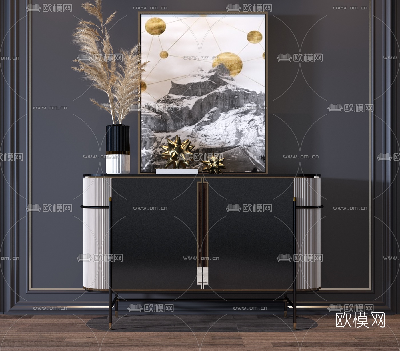 现代金属端景柜3d模型