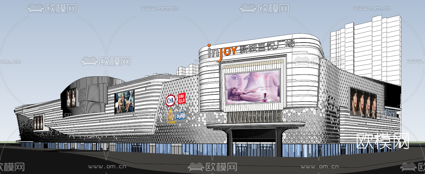 现代商业中心广场su模型下载（渲染图6）