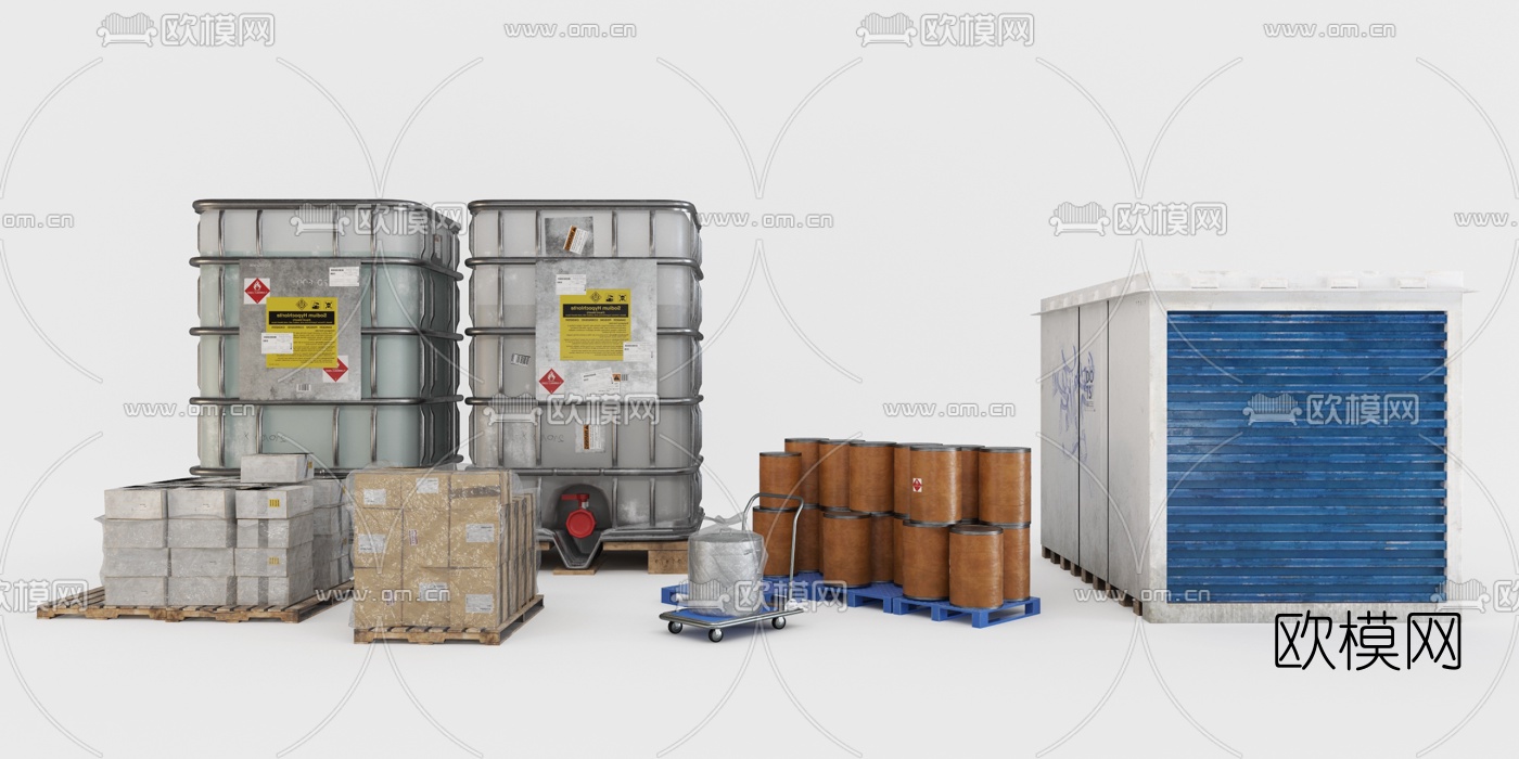 工业风仓库货物货架3的模型下载