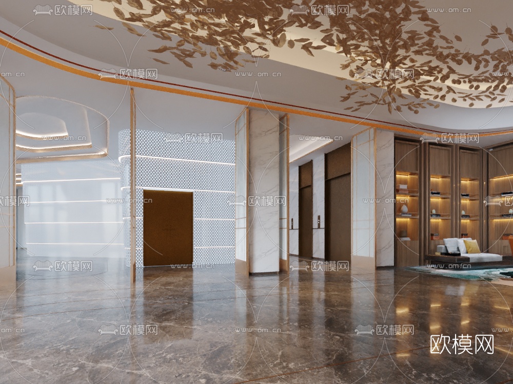 现代酒店大堂前厅免费3d模型