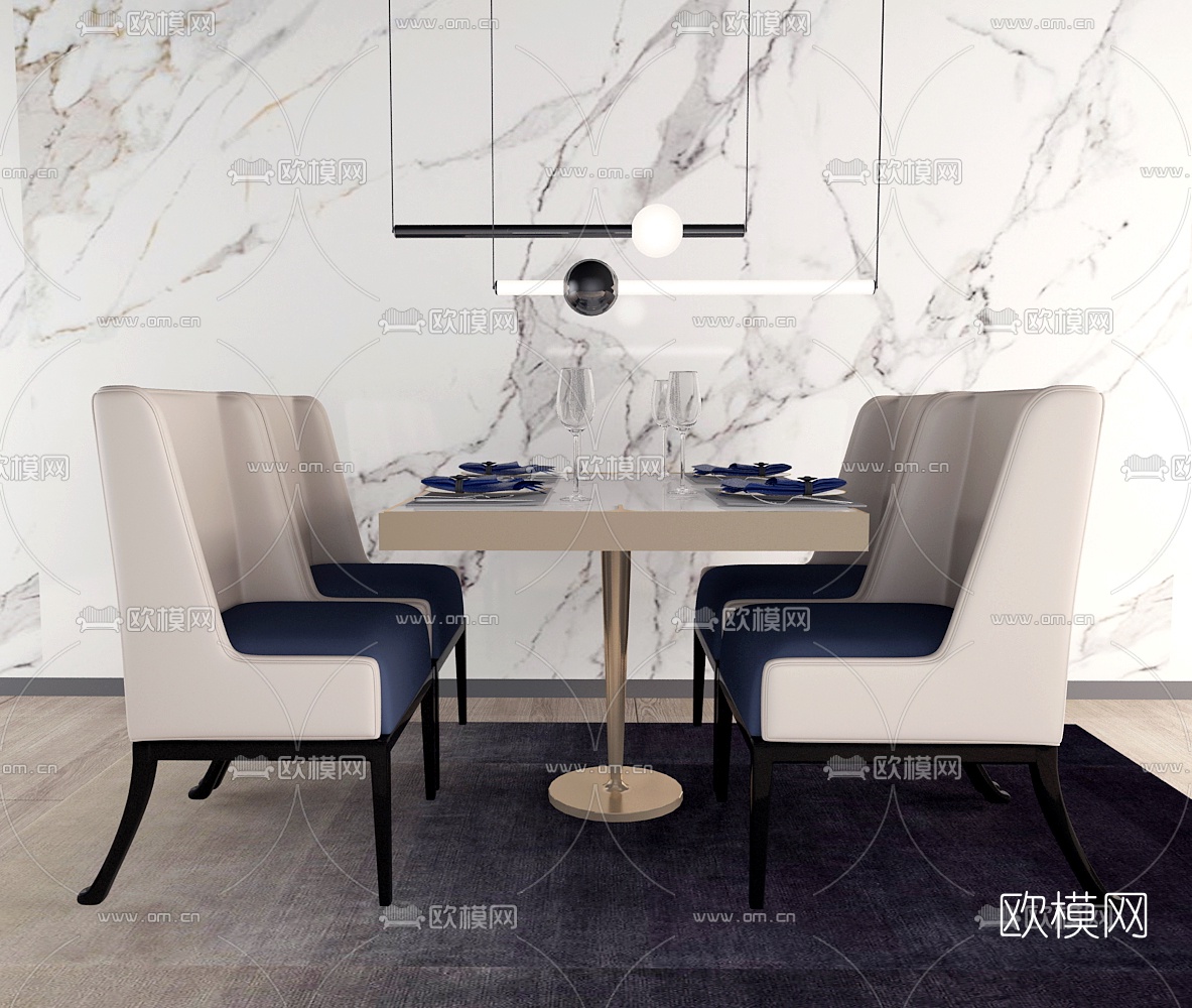 现代轻奢餐桌椅3d模型