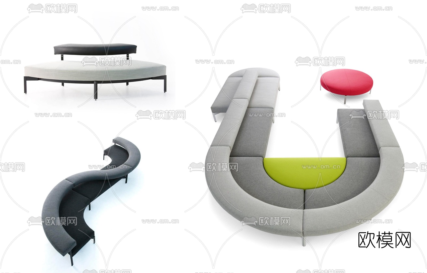现代多人异形沙发组合3d模型下载