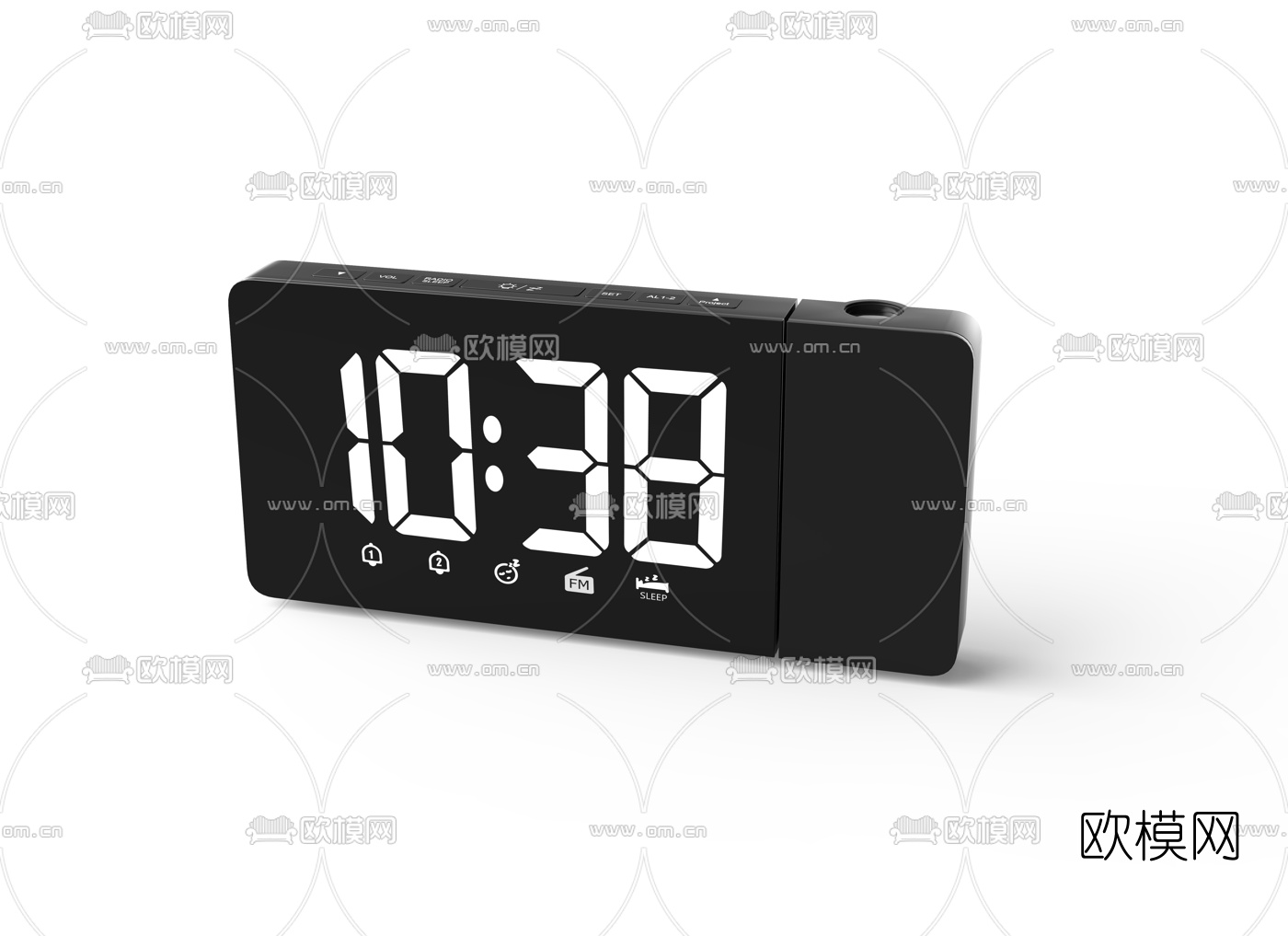 现代床头数字闹铃3d模型下载（渲染图2）